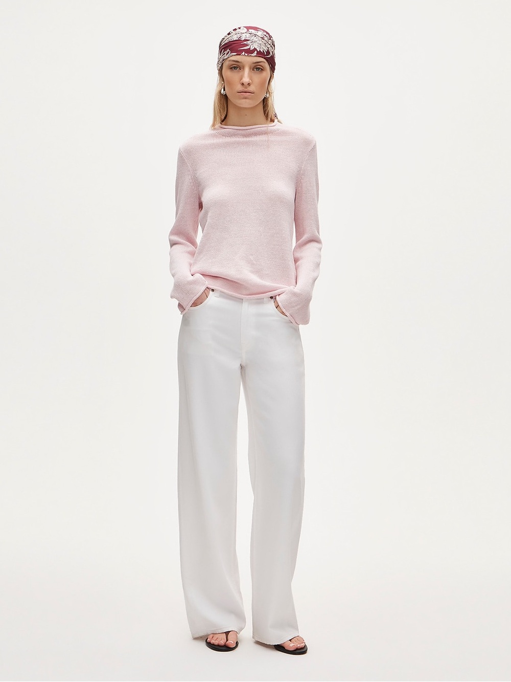 J. Crew Summer Rollneck sweater linen blend in Peppermint Ice Pink Size Medium - Picture 2 of 12